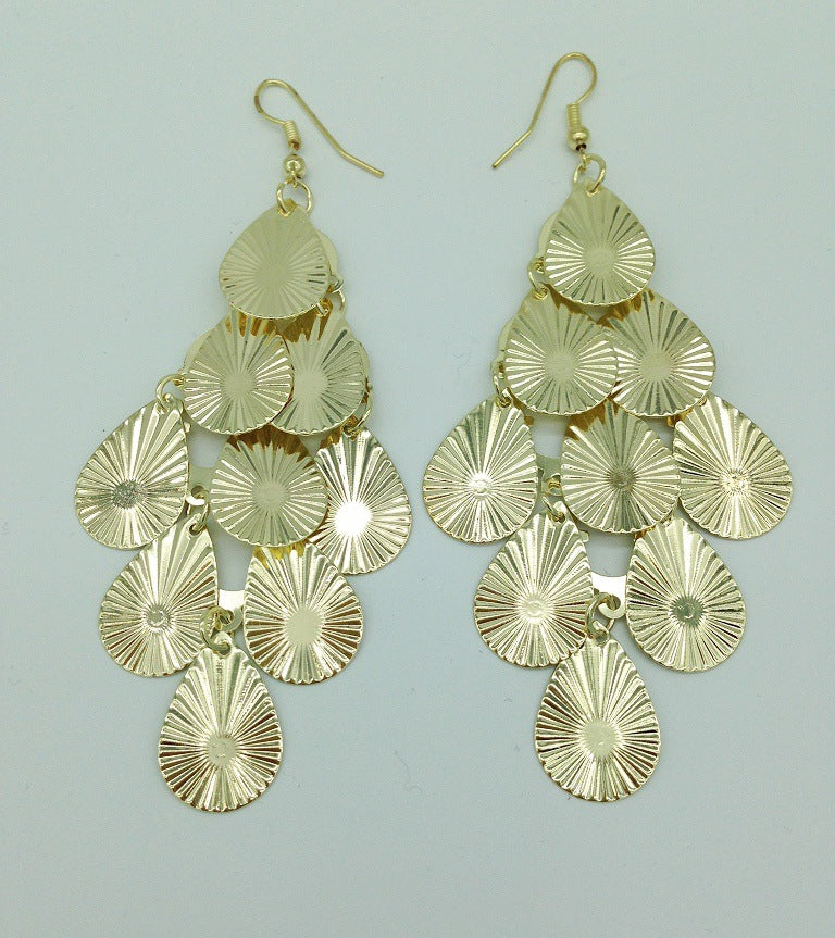 Vienna Verve Exaggerated Metal Multi-layer Earrings with Star Design