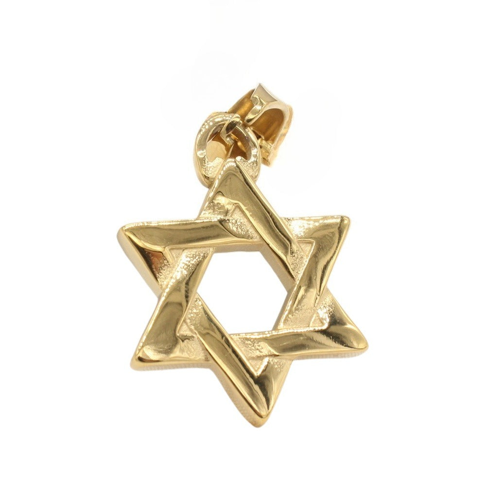 Hexagram Satellite Pendant Gold Plated Unisex Hip Hop Jewelry by Planderful Everyday Genie Collection Protection Statement Charm