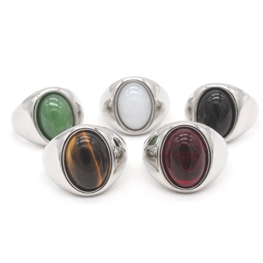 Planderful Titanium Steel Ring Unisex Retro Court Style Oval Design For Everyday Fashion Lovers
