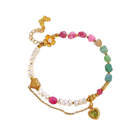 Planderful Fortune's Favor Bracelet – Elegant Freshwater Pearl and Tourmaline Design