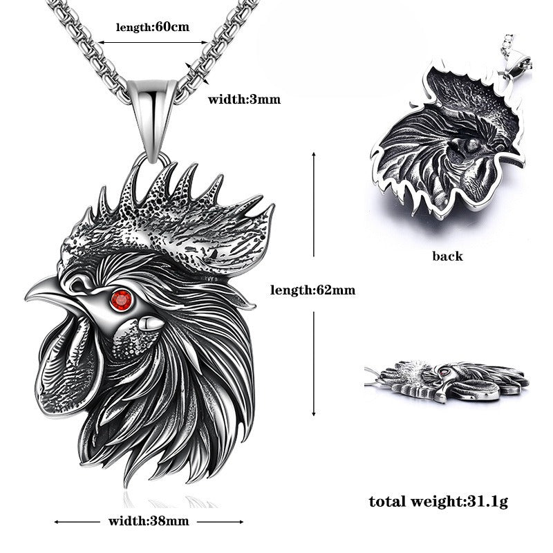 Gothic Cock Stainless Steel Pendant Necklace