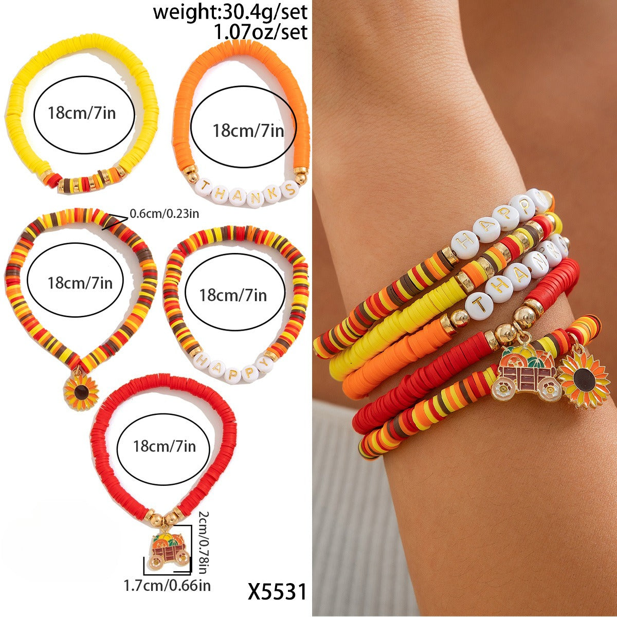Planderful Thanksgiving Turkey Pendant Bracelet Personalized Letter Pumpkin Gift For Women