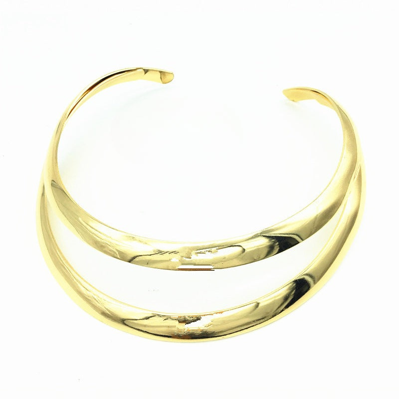 Planderful Savanna Rhythms Necklace – Stylish Double-Layer Hollow Metal Design