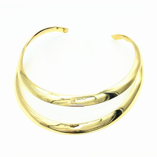 Planderful Savanna Rhythms Necklace – Stylish Double-Layer Hollow Metal Design