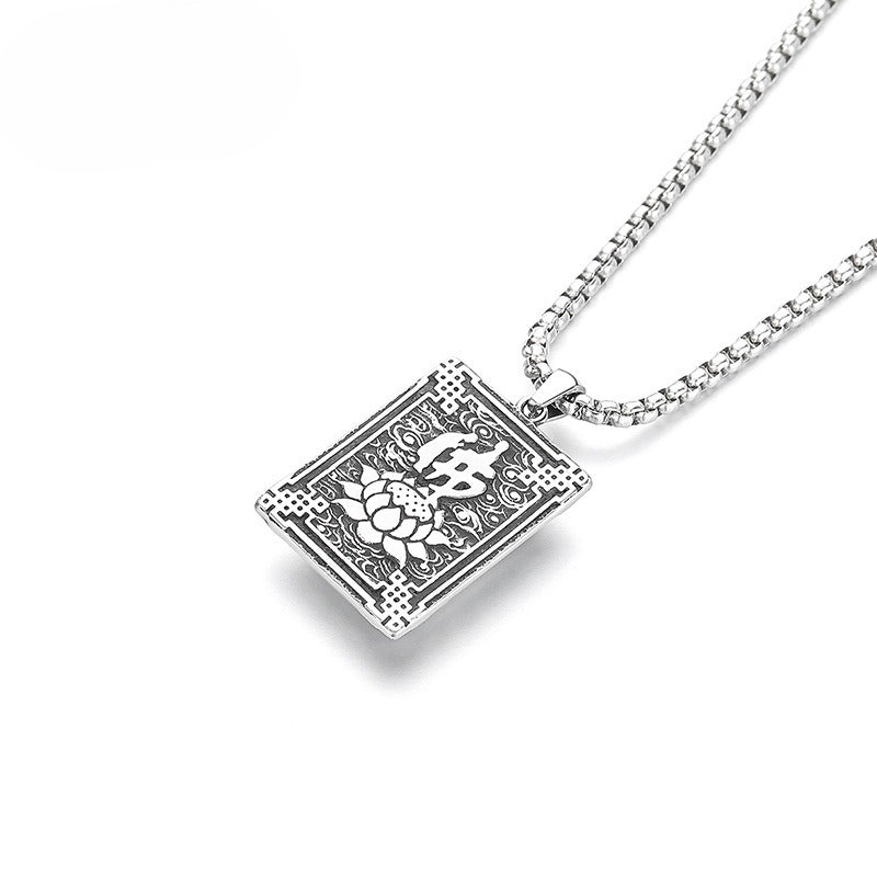 Zircon Necklace - Elegant Lion Dance Pendant In Titanium Steel For Everyday Wear And Culture Inspired