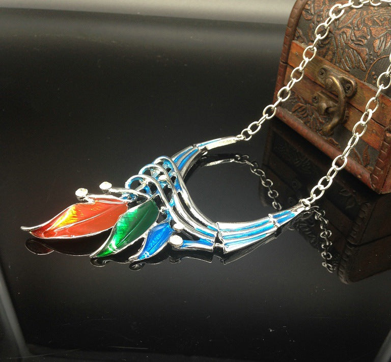 Dazzling Diamond Leaf Necklace and Earring Set - Planderful Savanna Rhythms Collection