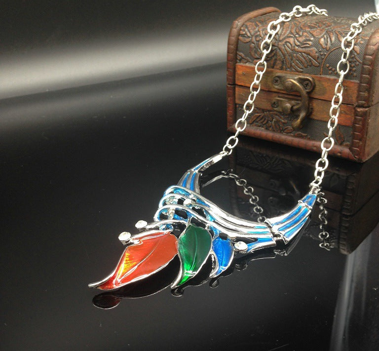 Dazzling Diamond Leaf Necklace and Earring Set - Planderful Savanna Rhythms Collection