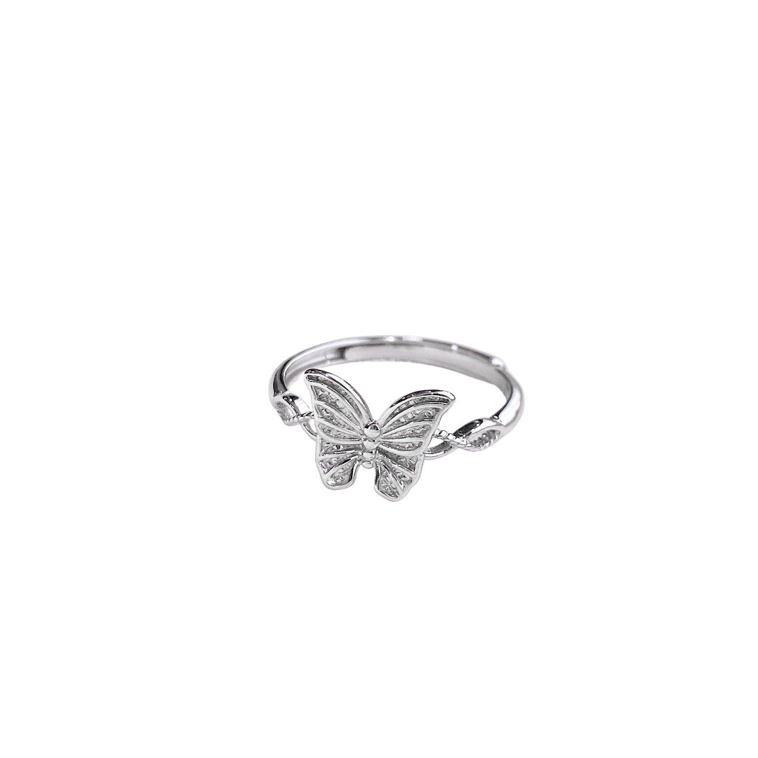 Butterfly Texture 925 Sterling Silver Women's Ring