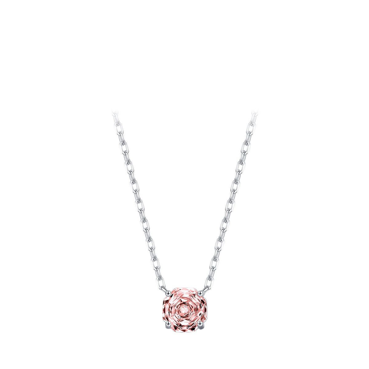 925 Sterling Silver Multicolor Octagonal Rose-Cut Zircon Necklace