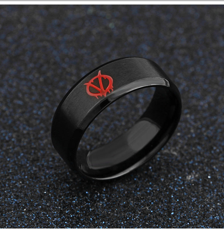 European And American V-Shaped Vendetta Men's Titanium Ring