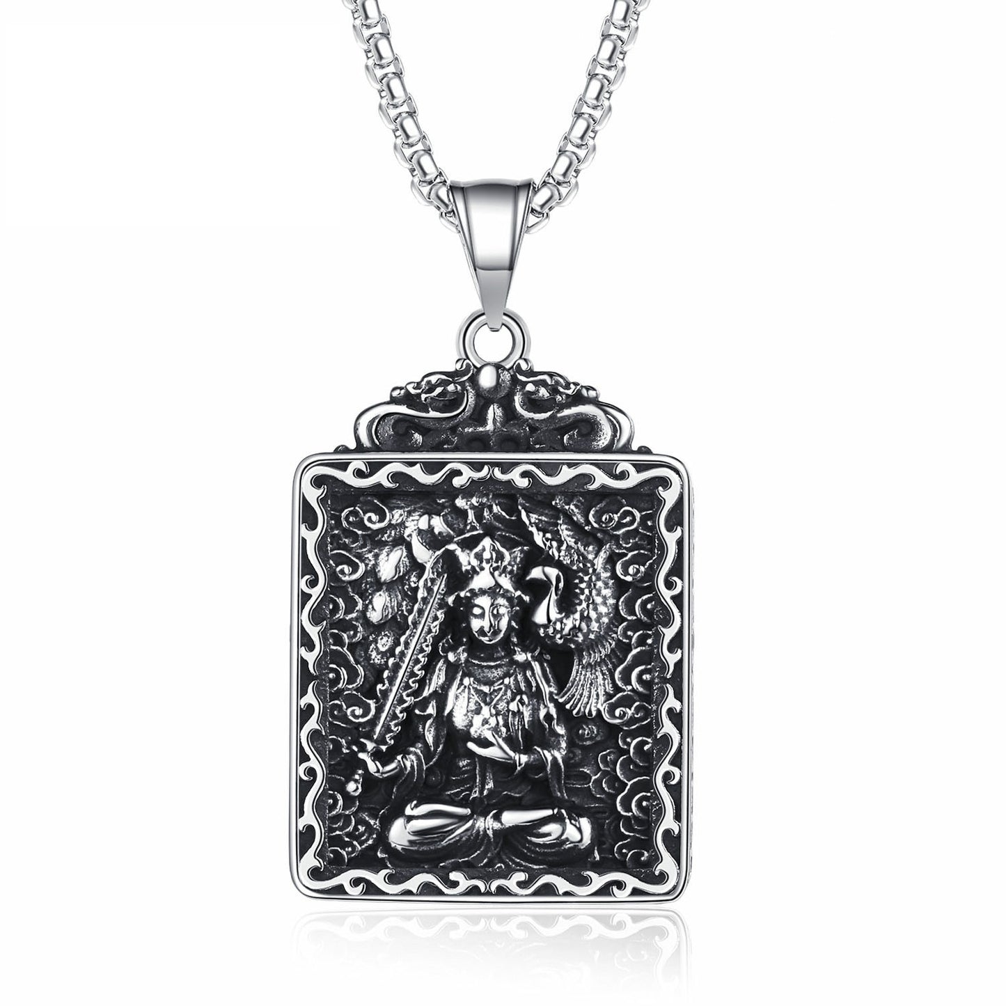 Steel Necklace - Vintage Buddha Zodiac Pendant