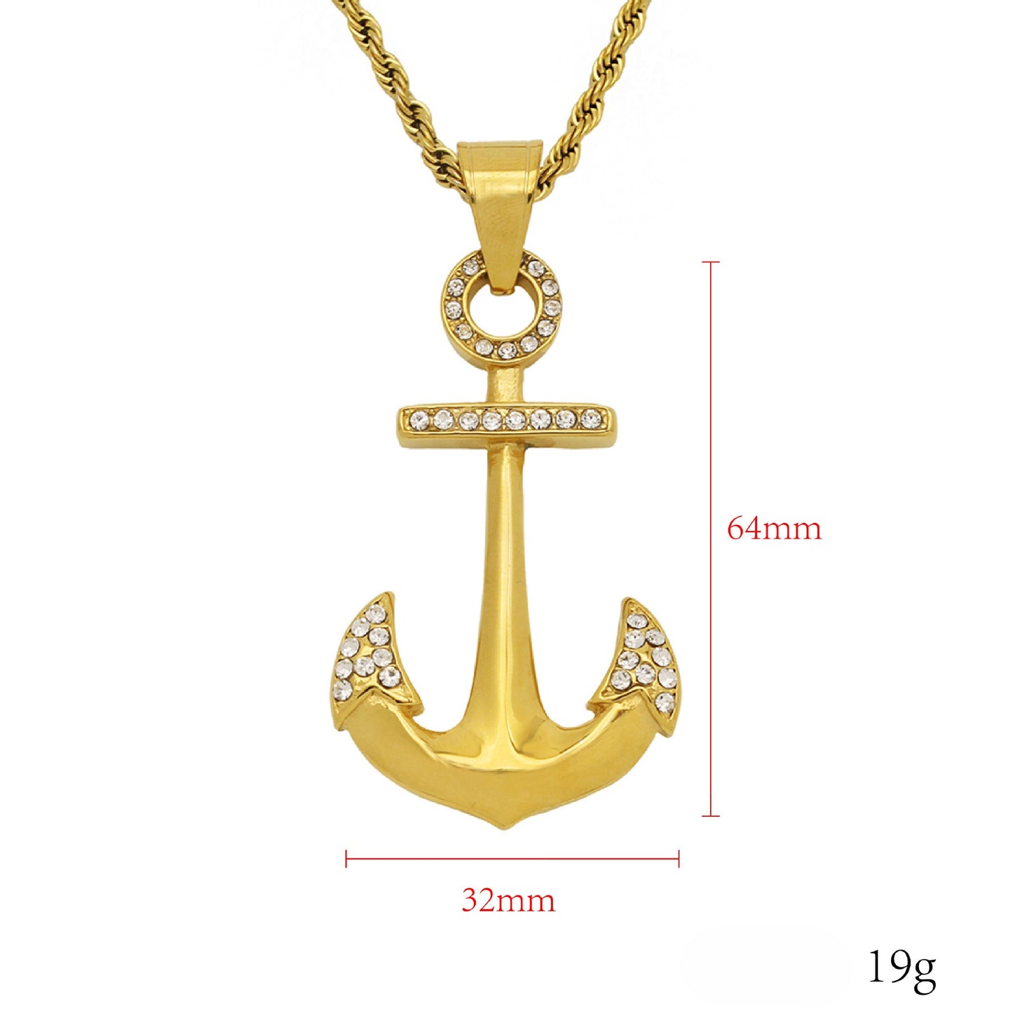 Steel Necklace - Elegant Everyday Anchor Pendant