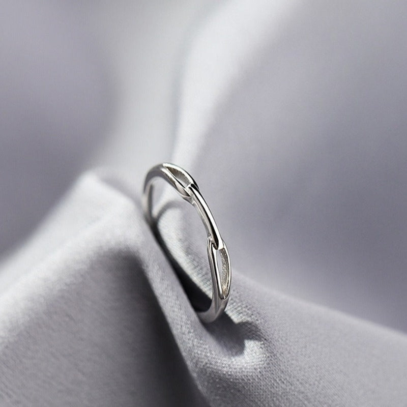 Planderful S925 Sterling Silver Interlocking Ring For Women Minimalist Hollow Open Design