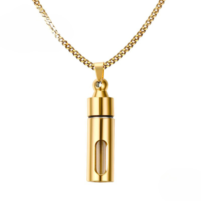 Perfume Bottle Pendant Stainless Steel Openable Steel Glass