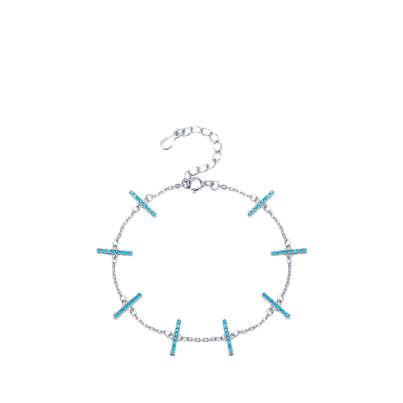 European and American Fashion Sterling Silver Turquoise Bracelet