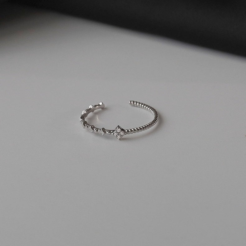 Planderful Sterling Silver Four Leaf Flower Ring For Women Adjustable Open Index Finger Ring Light Luxury Gift