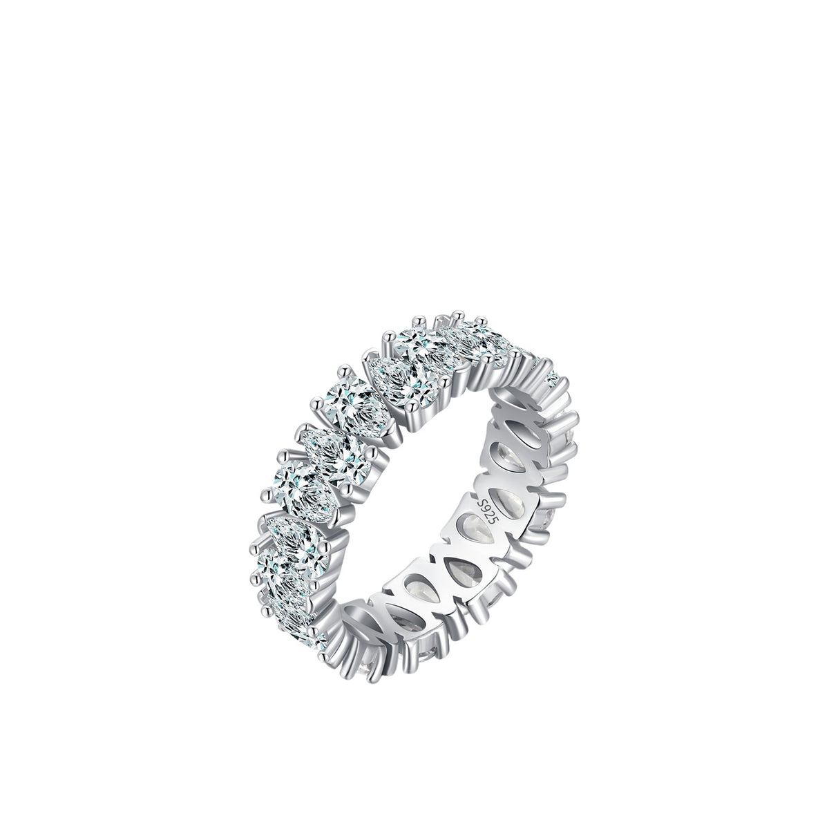 925 Sterling Silver Full-Zircon Band