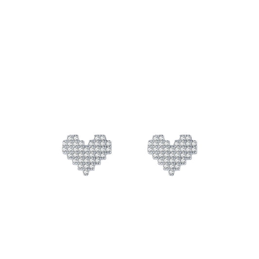 S925 Sterling Silver Heart-shaped Zircon Stud Earrings