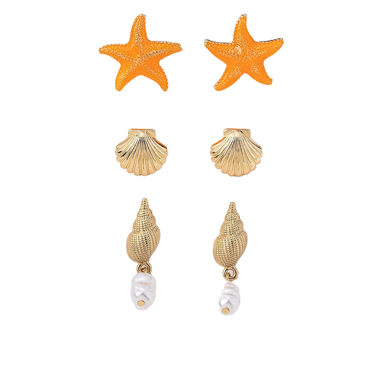 Planderful Vienna Verve Ocean Beach Earrings Set – Charming Starfish and Shell Designs