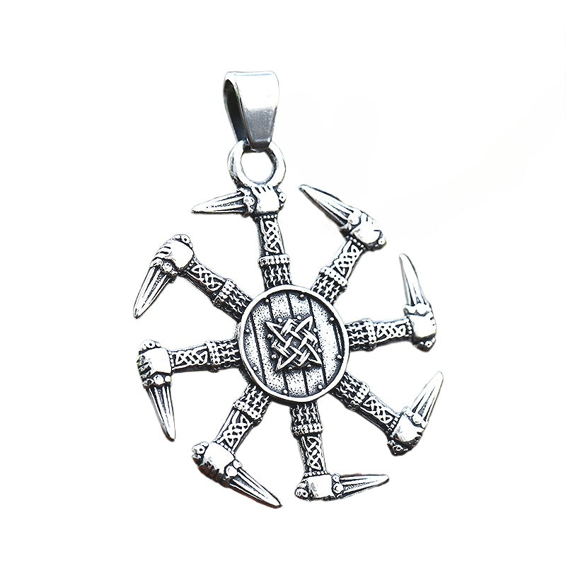 Titanium Steel Nordic Viking Rune Pendant - Retro Celtic Knot Design for Men in Wholesale