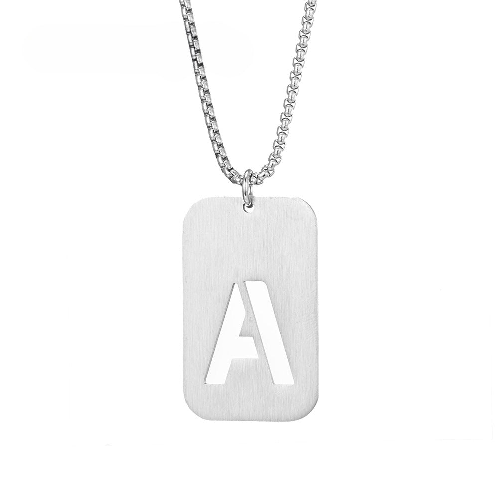 English Alphabet Last Name Pendant Stainless Steel Plate