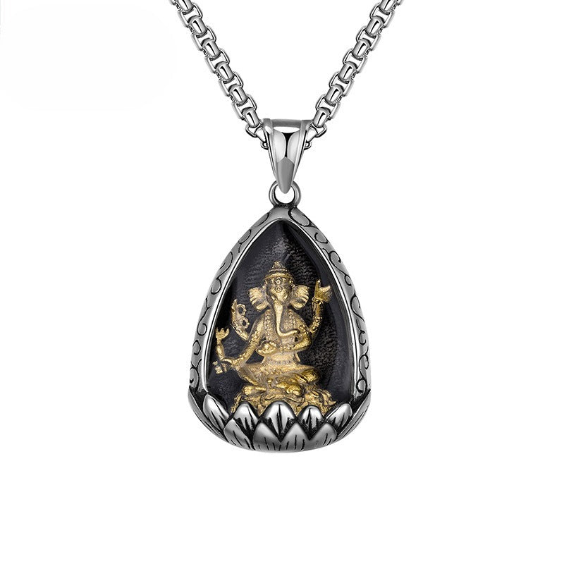 Steel Necklace – Vintage Patron Saint Pendant Necklace