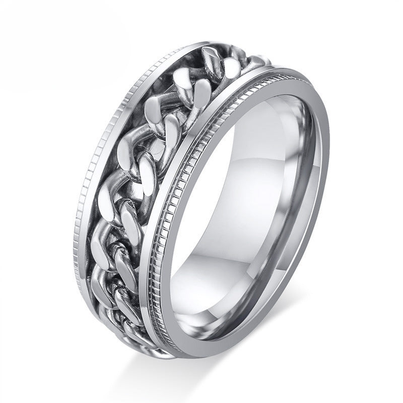 Titanium Steel Open Bottle Ring Rotating Ring for Men