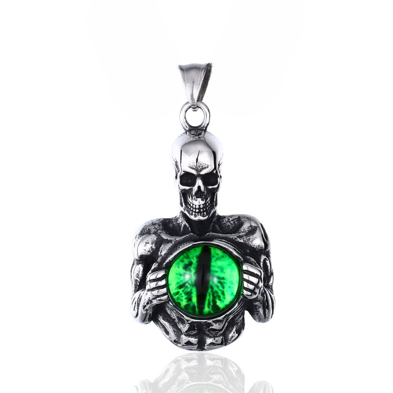 Punk Skull Reaper Eyeball Pendant - Wholesale Vintage Gothic Stainless Steel Jewelry for Men