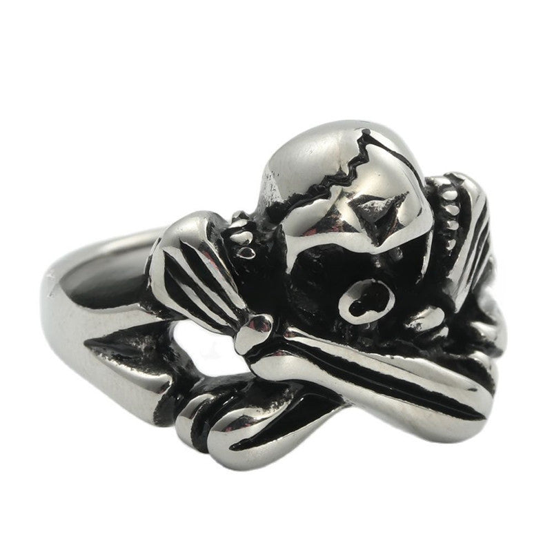 Retro Titanium Steel Skull Ring for Men and Women - Trendy Hollow Design Jewelry Accessory