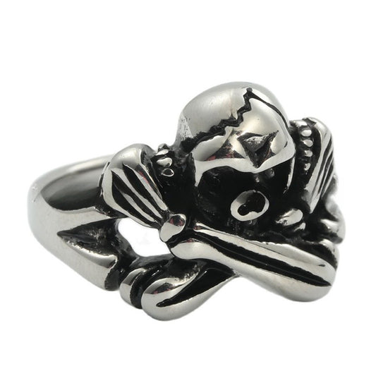 Retro Titanium Steel Skull Ring for Men and Women - Trendy Hollow Design Jewelry Accessory
