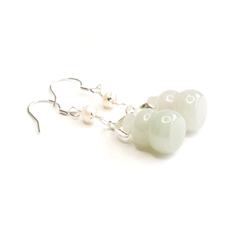 Jadeite Gourd 925 Silver Hook Earrings