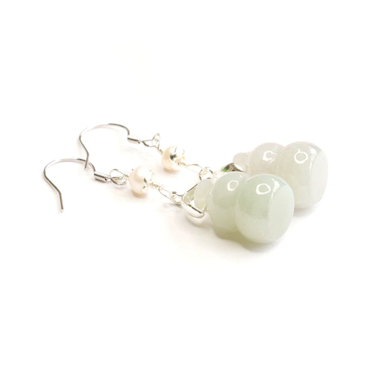 Jadeite Gourd 925 Silver Hook Earrings