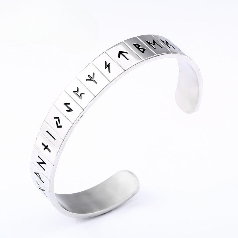 Viking Rune Titanium Steel Bracelet for Men - Retro European and American Style Jewelry