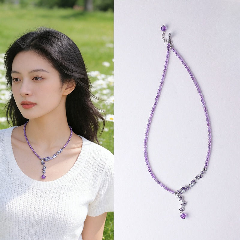 Amethyst Crystal Butterfly Necklace