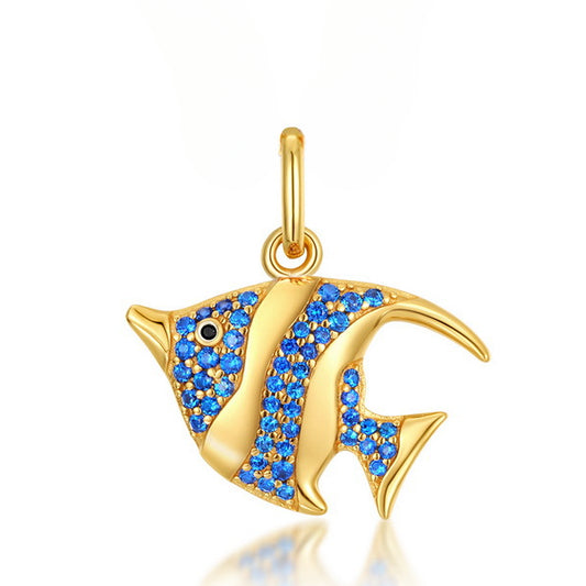 Ocean Series Blue Spinel Clown Fish Sterling Silver Pendant