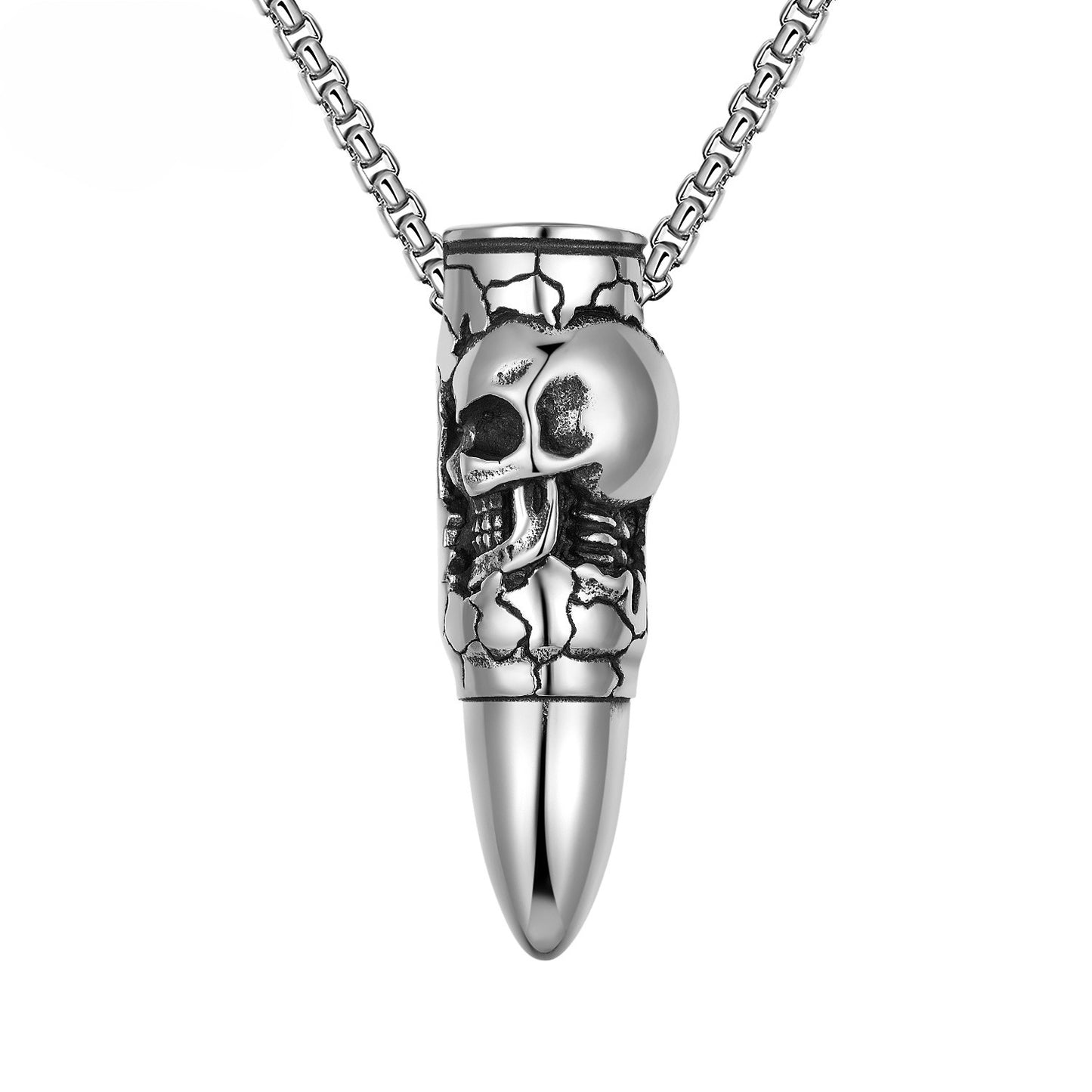 Steel Necklace - Statement Dragon Skull Pendant