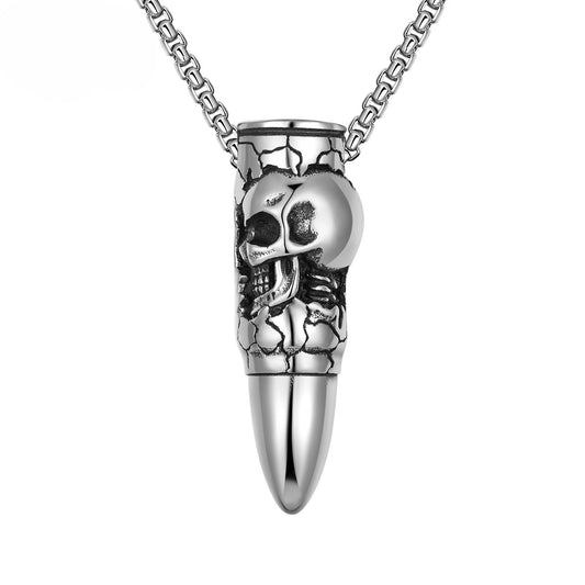 Steel Necklace - Statement Dragon Skull Pendant