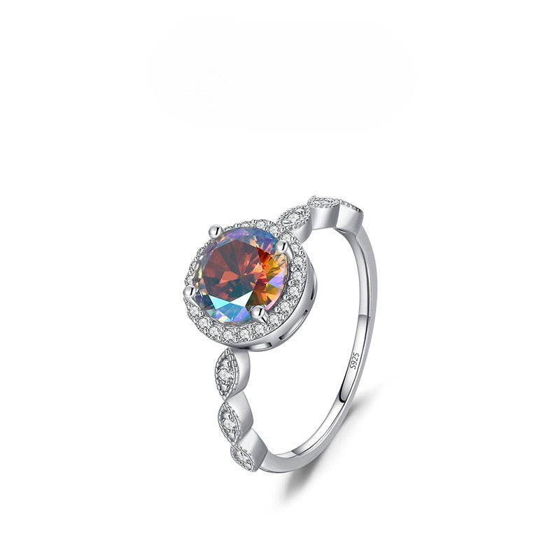 925 Sterling Silver Multicolor Zircon Ring