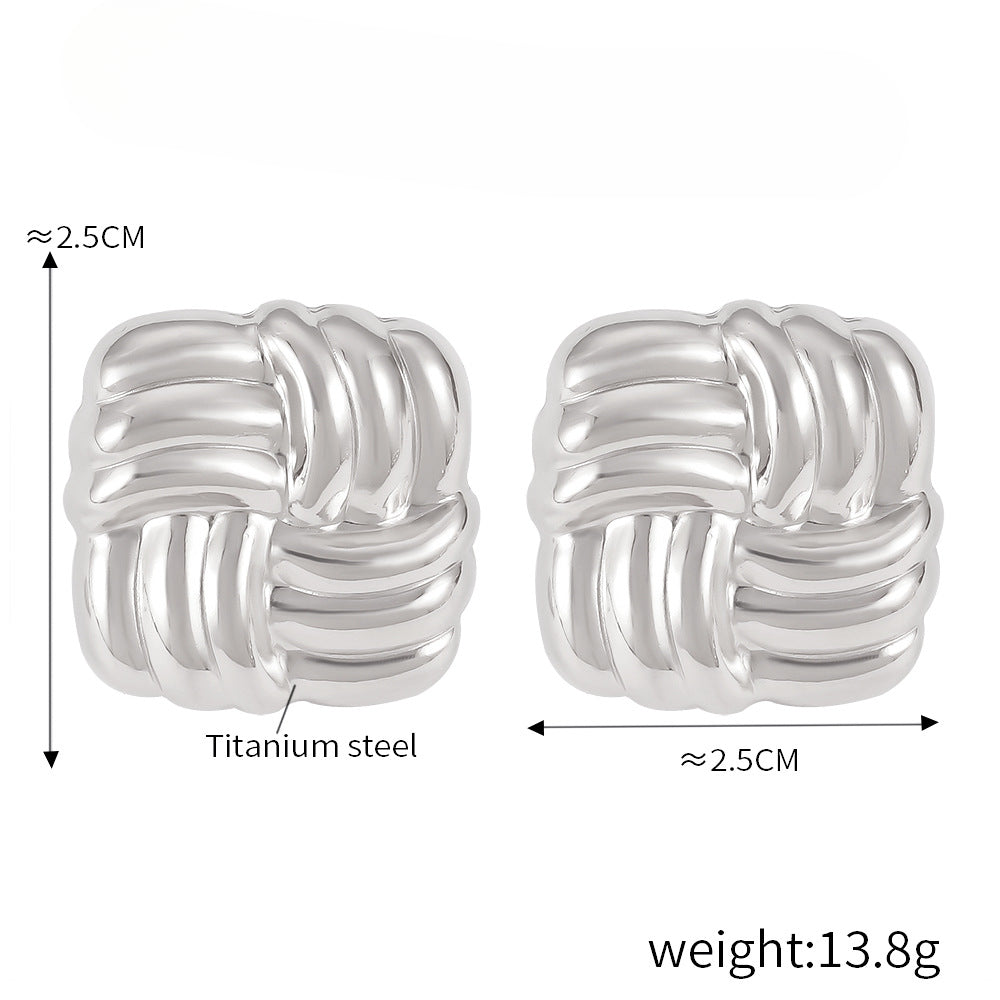 Geometric Line Weaving Titanium Steel Glossy Earrings