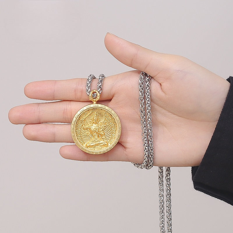 Steel Necklace – Luxury Bodhisattva Zodiac Pendant