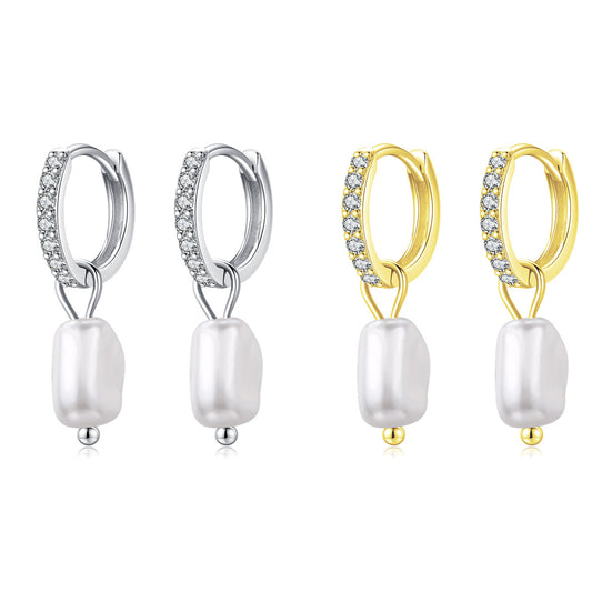 Luxurious Baroque Pearl Sterling Silver Earrings for Women with Anti-Allergy Ear Hooks
