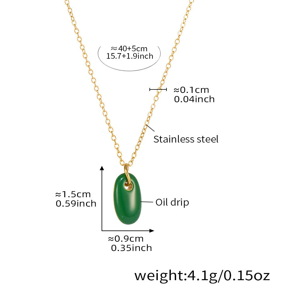 Planderful Oval Pendant Necklace 18K Gold Plated For Women