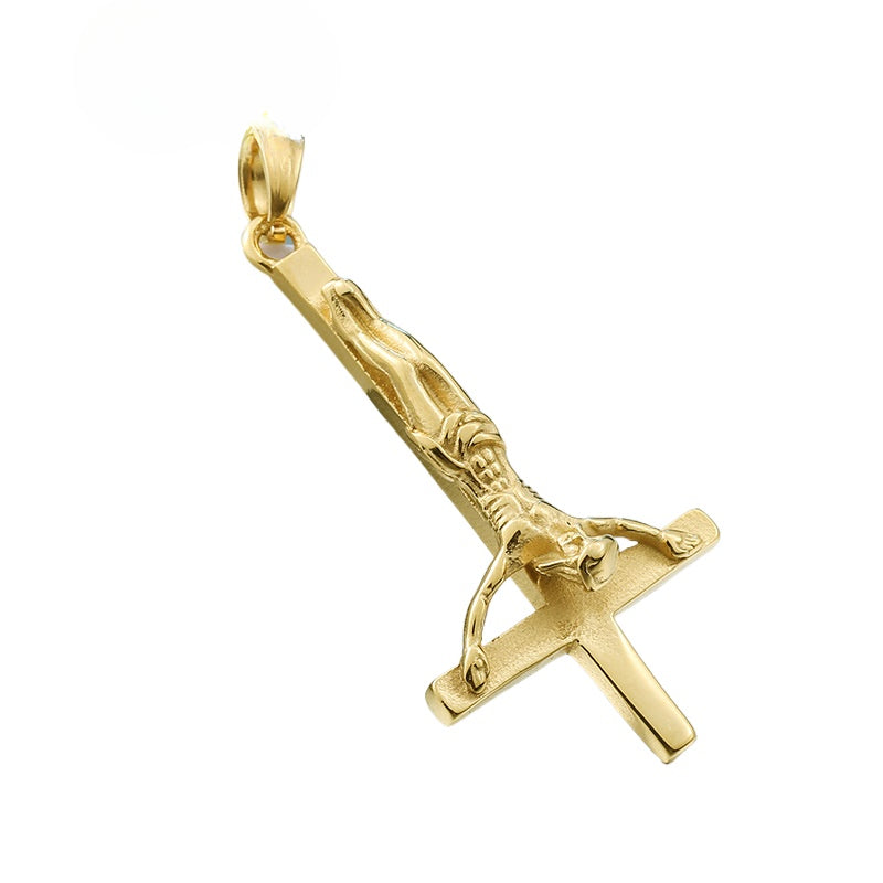Men's Personalized Titanium Steel Inverted Cross Pendant - European and American Fashion Jewelry Wholesale