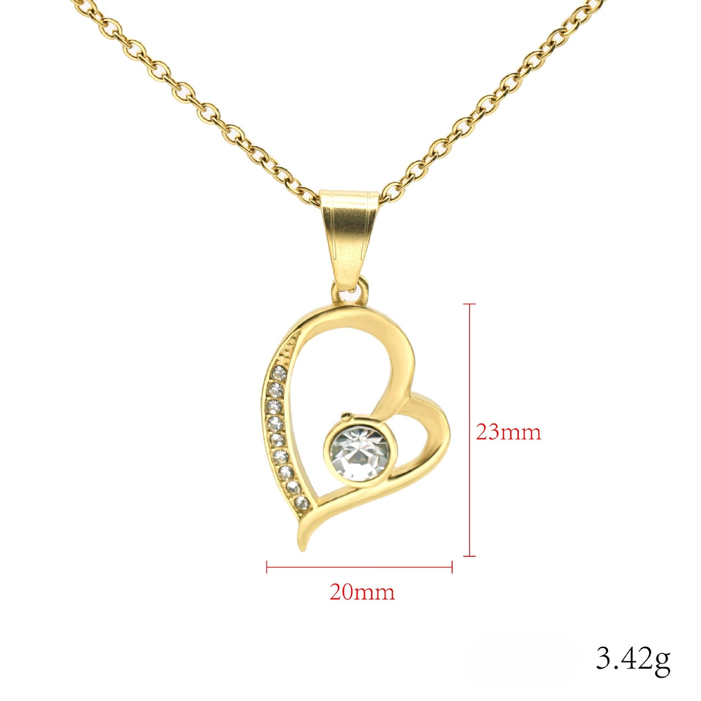 Planderful Heart Shaped Stainless Steel Zircon Pendant Necklace For Women Valentine Gift Ready Timeless Elegance