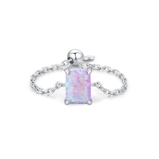 Opal Sterling Silver Adjustable Ring: Elegant Female Cross-Border Favorite