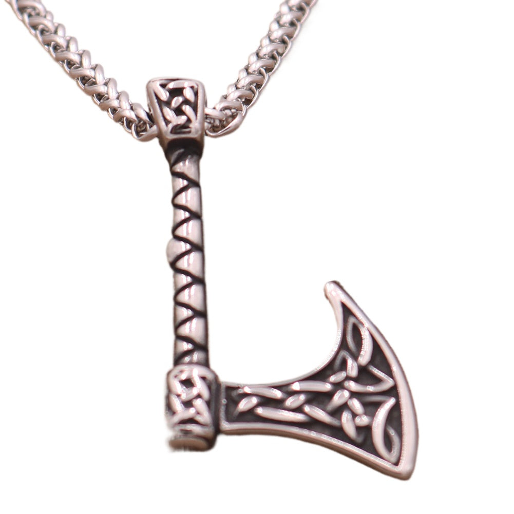 Norse Legacy Stainless Steel Viking Odin Axe Necklace for Men