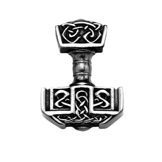 Titanium Steel Thor's Hammer Pendant for Men - Viking-Inspired Punk Jewelry