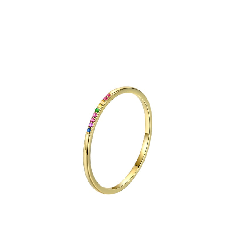 Starry Rainbow Sterling Silver Ring for Women - Size 5-10