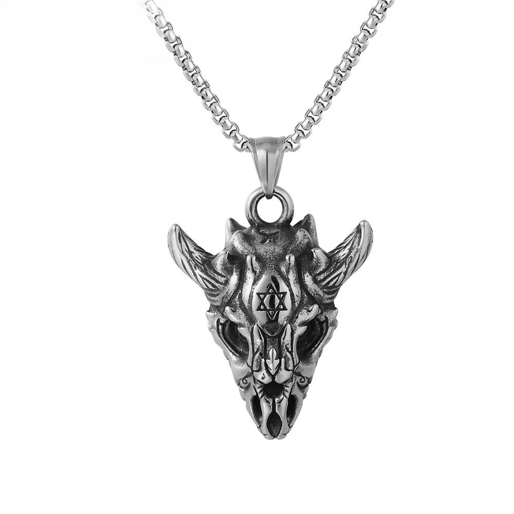 Satan Ram Skull Titanium Steel Pendant Necklace