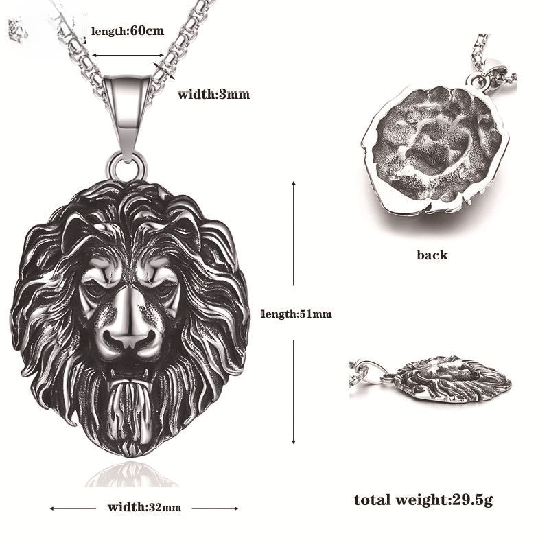 Titanium Steel Necklace – Statement Hip Hop Lion Head Pendant For Men Who Love Bold Accessories